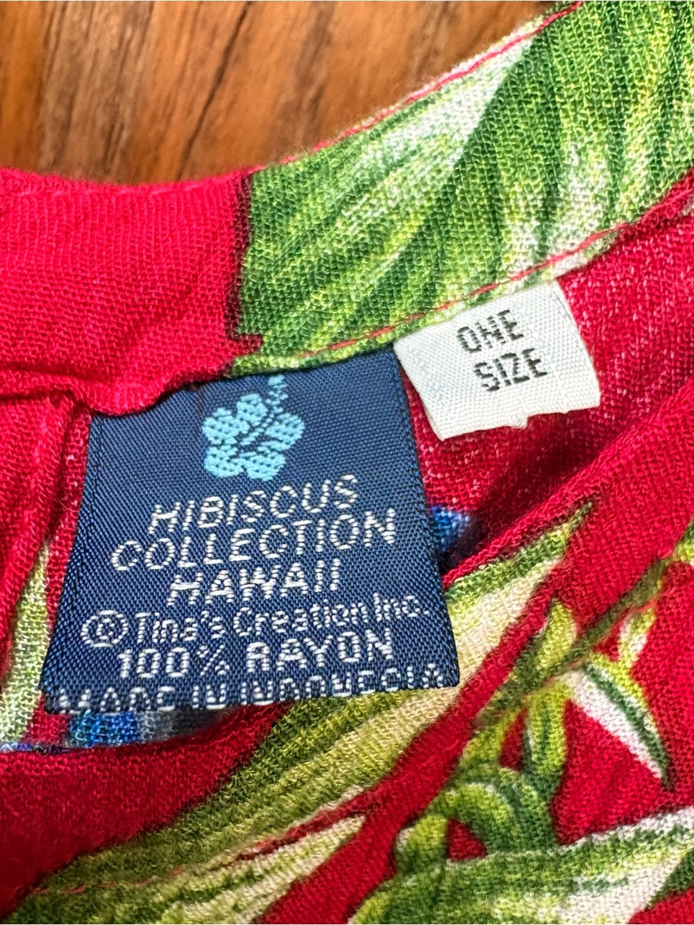 Hibiscus Collection Hawaii Tropical Rayon Dress Red Blue Floral One Size OS - Picture 4 of 7